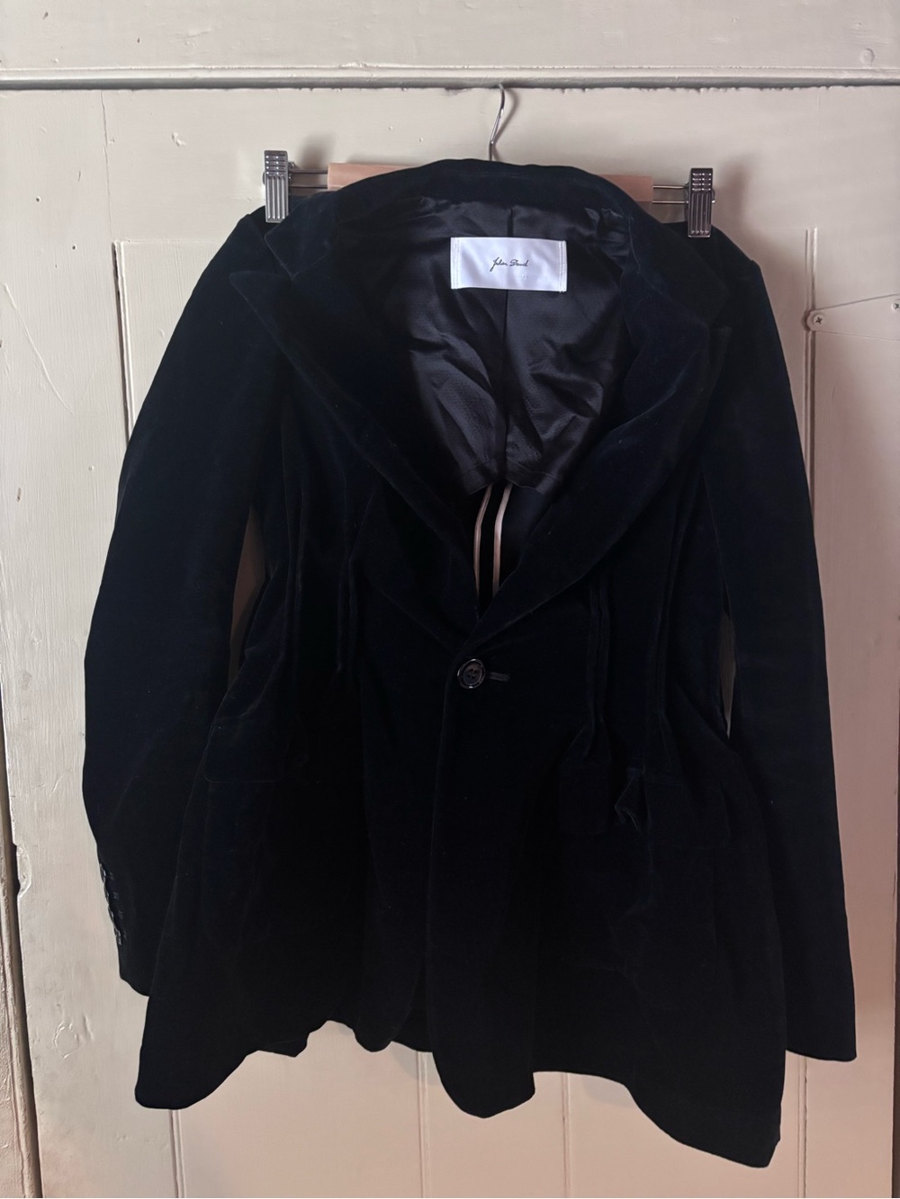 Vintage Julien David Women's Navy Velvet Single-Button Blazer